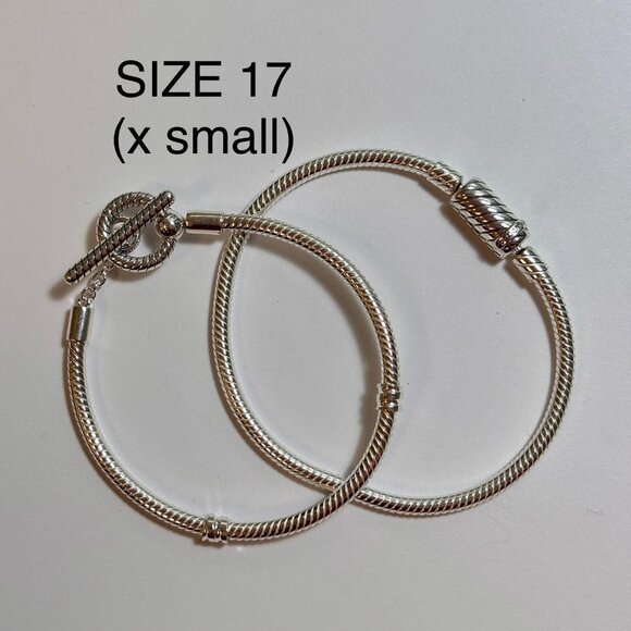 Set of 2 Sterling Silver Pandora Bracelets with T Bar and MAGNETIC Clasps - Picture 1 of 1